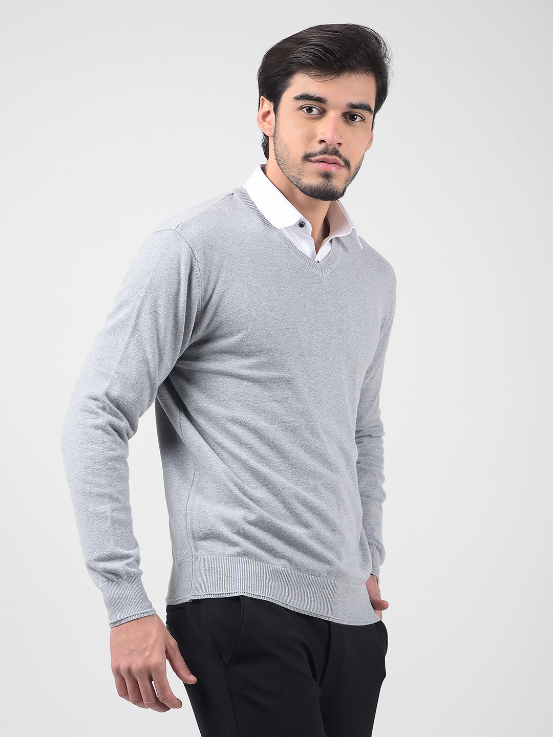 Numero Uno Men Solid Grey Sweater